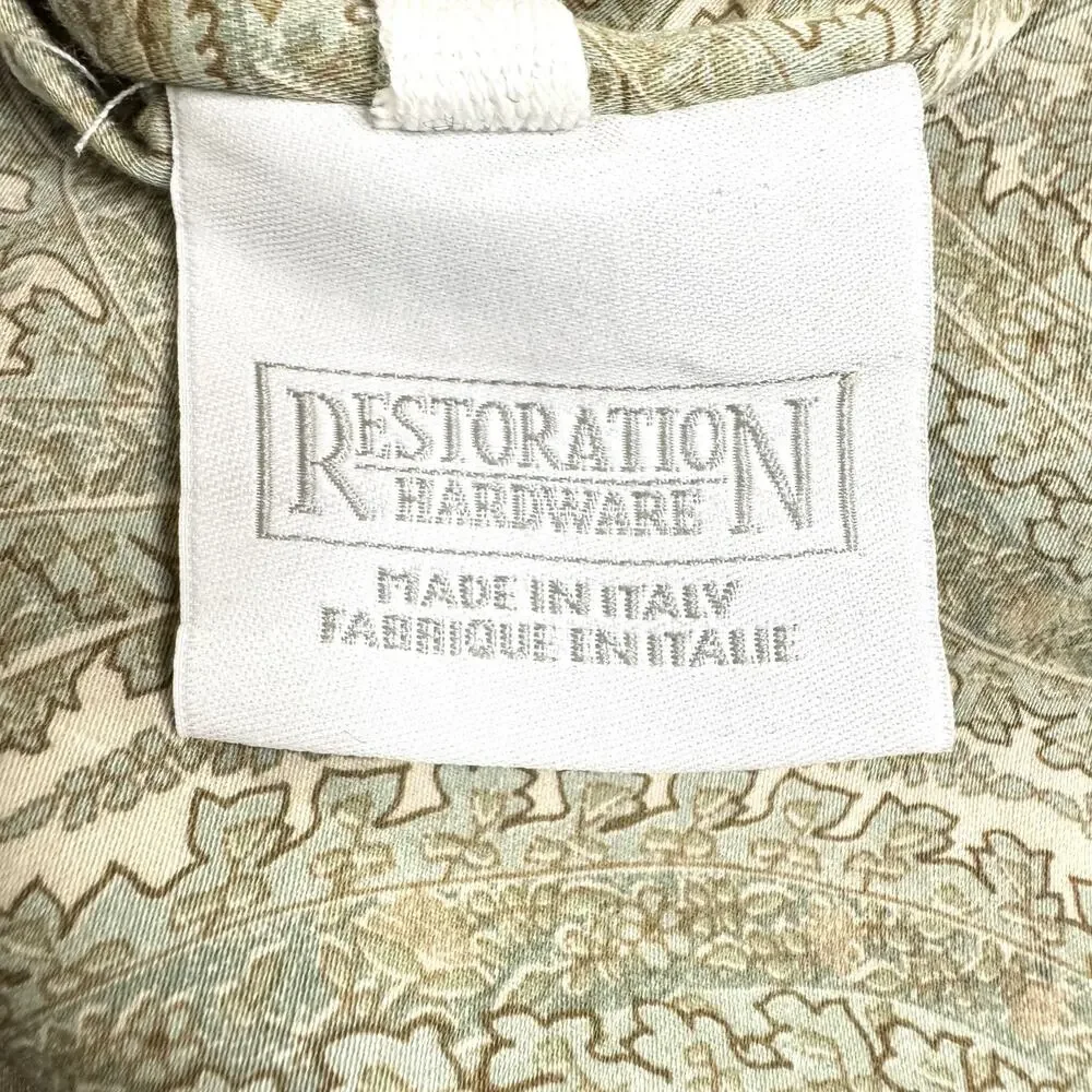 Restoration Hardware Queen Duvet Cover Sage Green Paisley Medallion 100% Cotton